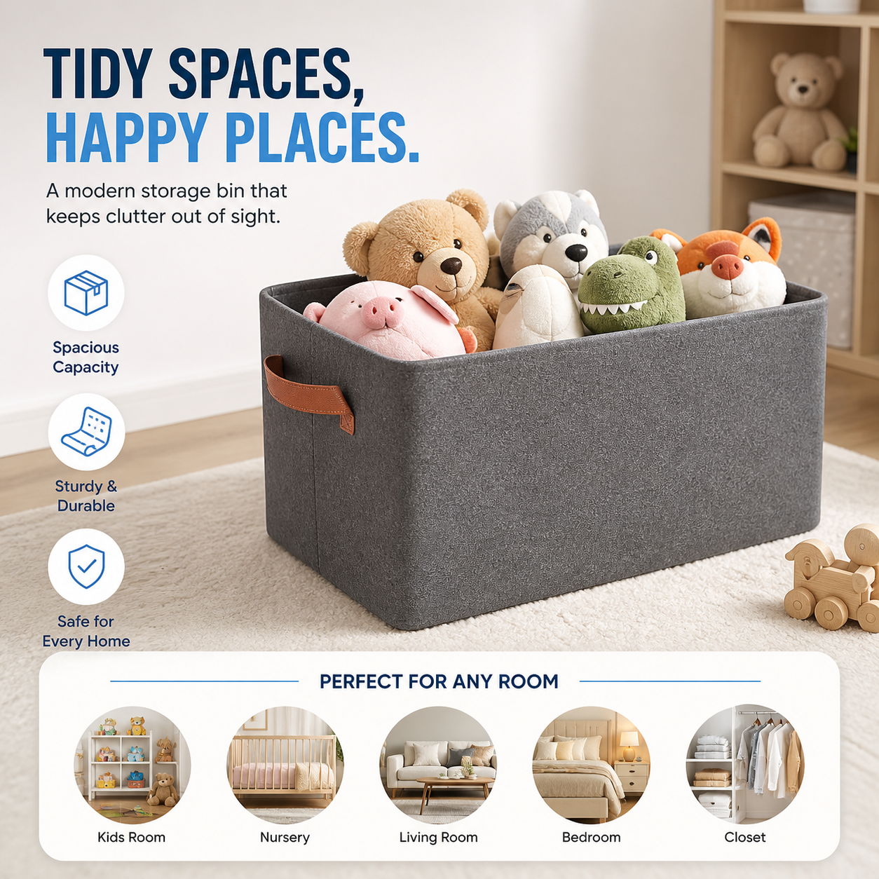 Multipurpose Foldable Storage Basket with Reinforced Iron Frame – Space Saving Organizer Box